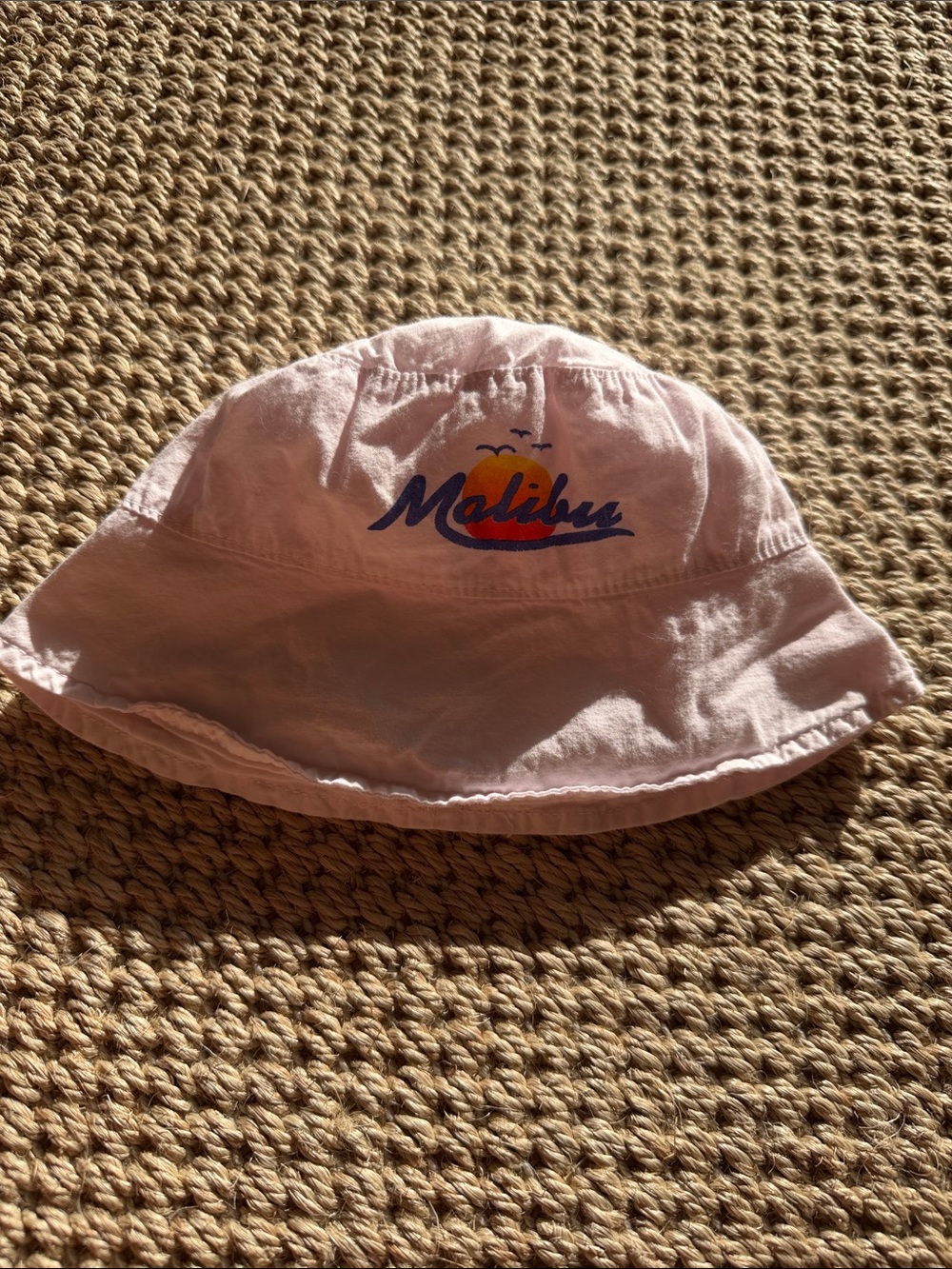 Malibu Light Pink Kids' Bucket Hat with Sunset Logo size 6-12 months